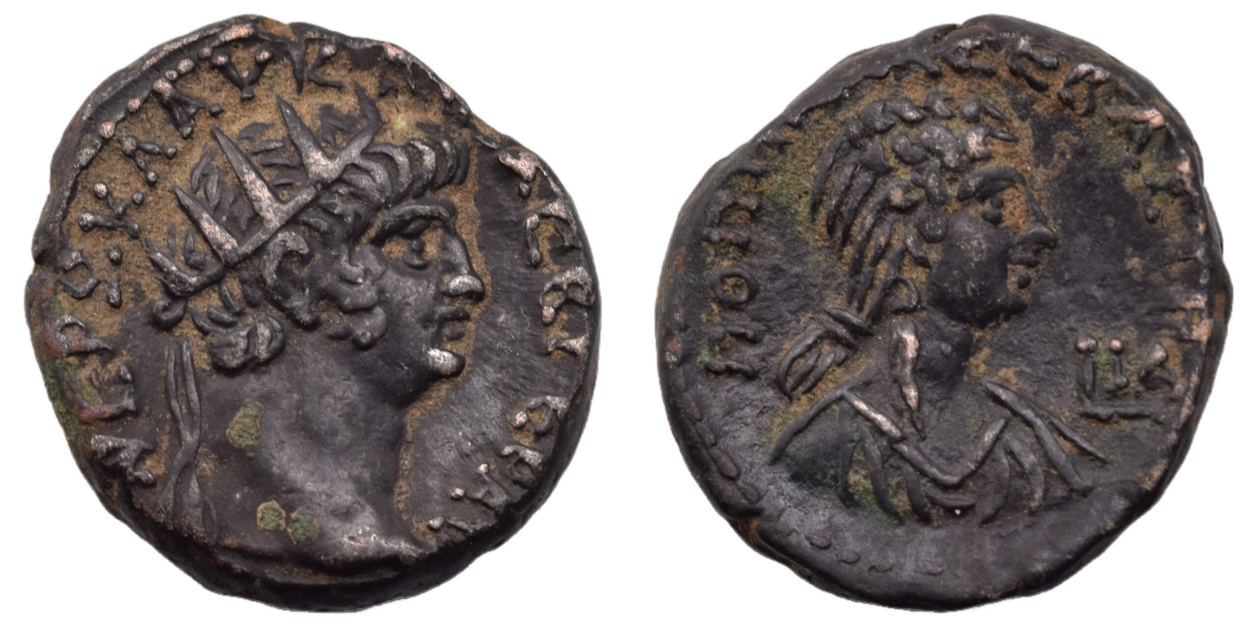 Nero, with Poppaea. AD 54-68. Dated RY 11 (AD 64/5). Roman Provincial
EGYPT Alexandria