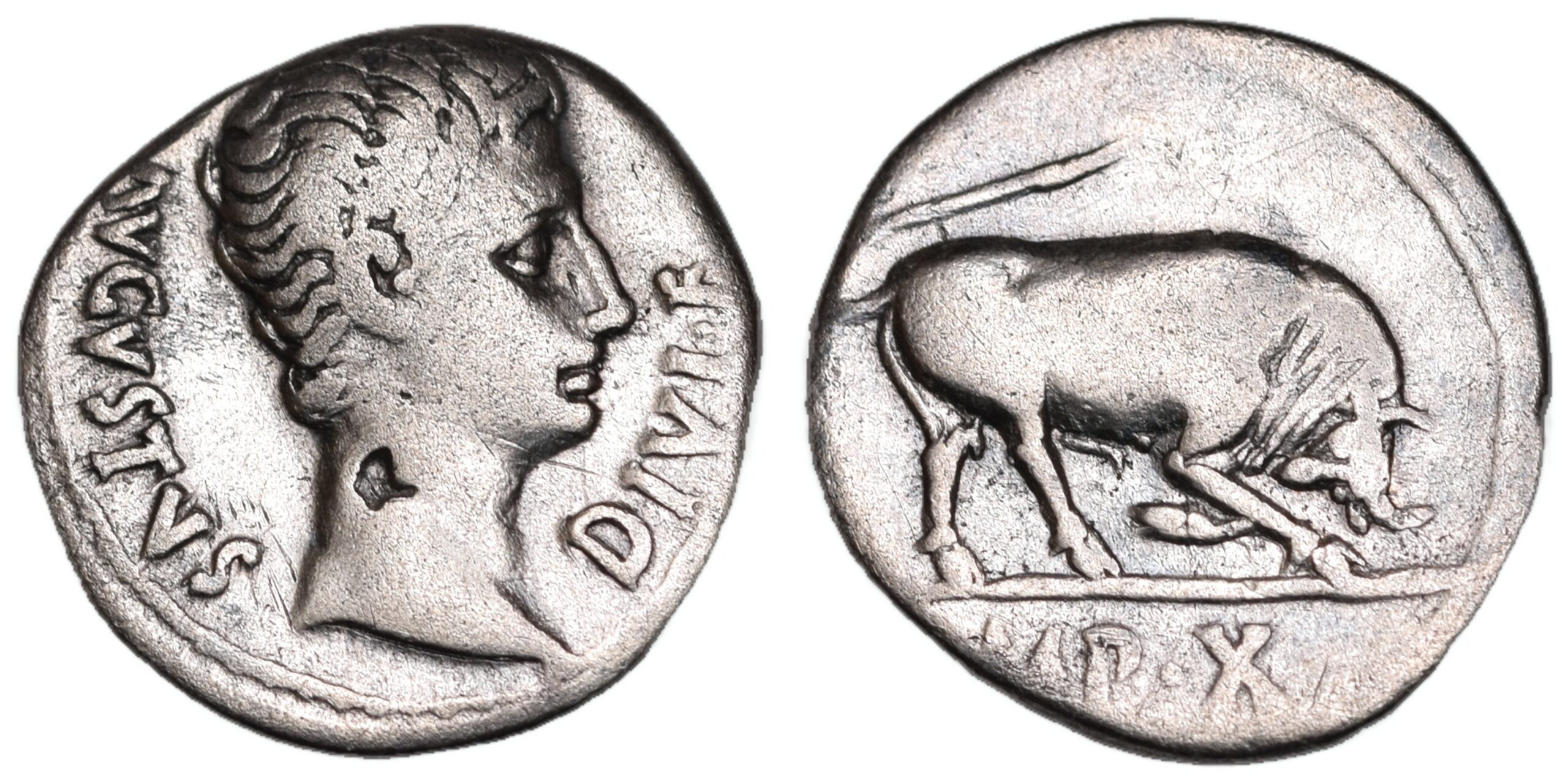 Augustus. 27 BC-AD 14. AR Denarius. Lugdunum (Lyon) mint. Roman Imperial