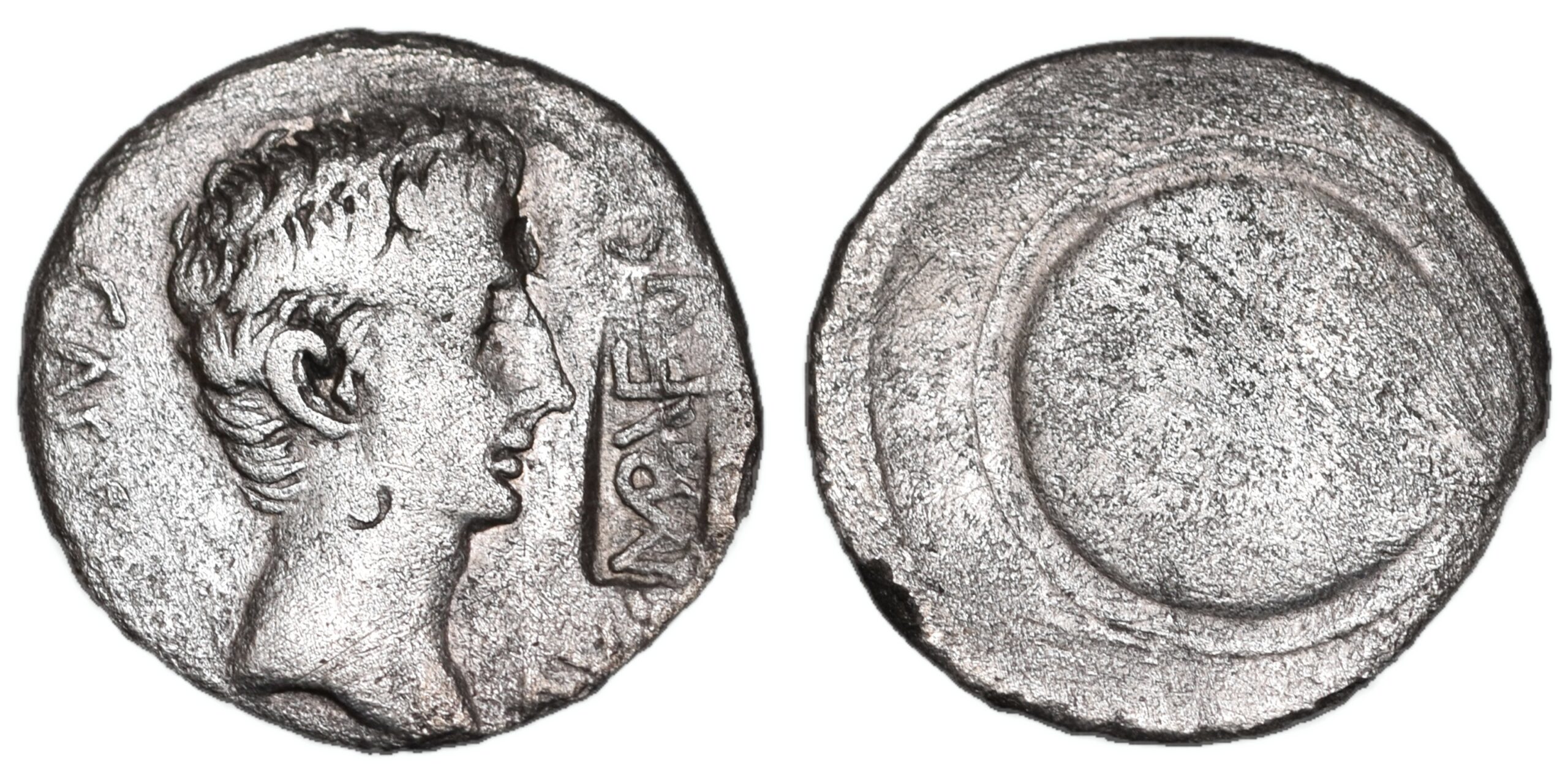 Augustus. 27 BC-AD 14. AR Denarius (22mm, 3.77 g, 6h). Uncertain Spanish mint (Colonia Caesaraugusta?). Roman Imperial