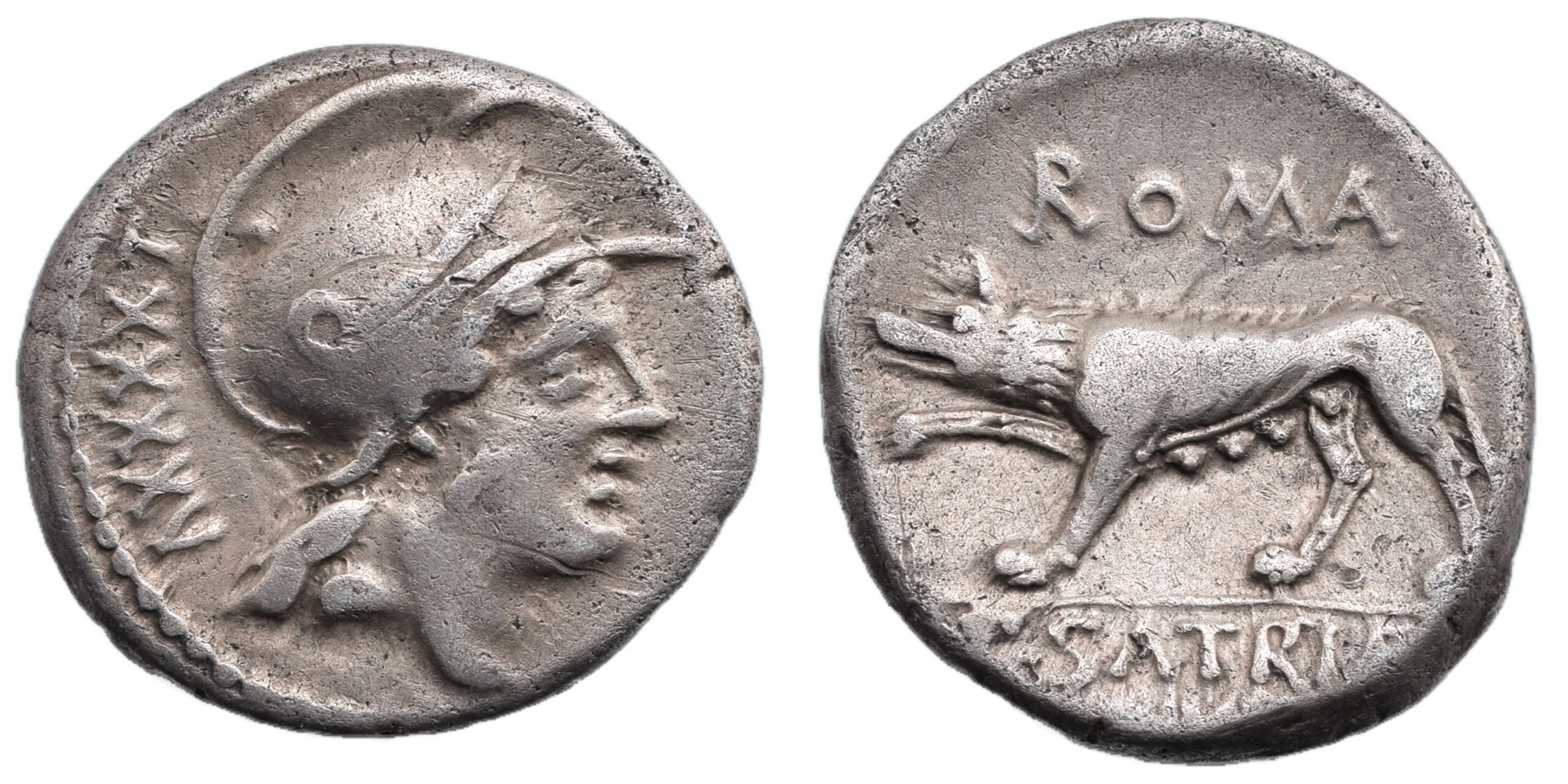 P. Satrienus. 77 BC. AR Denarius. Rome mint Roman Republican