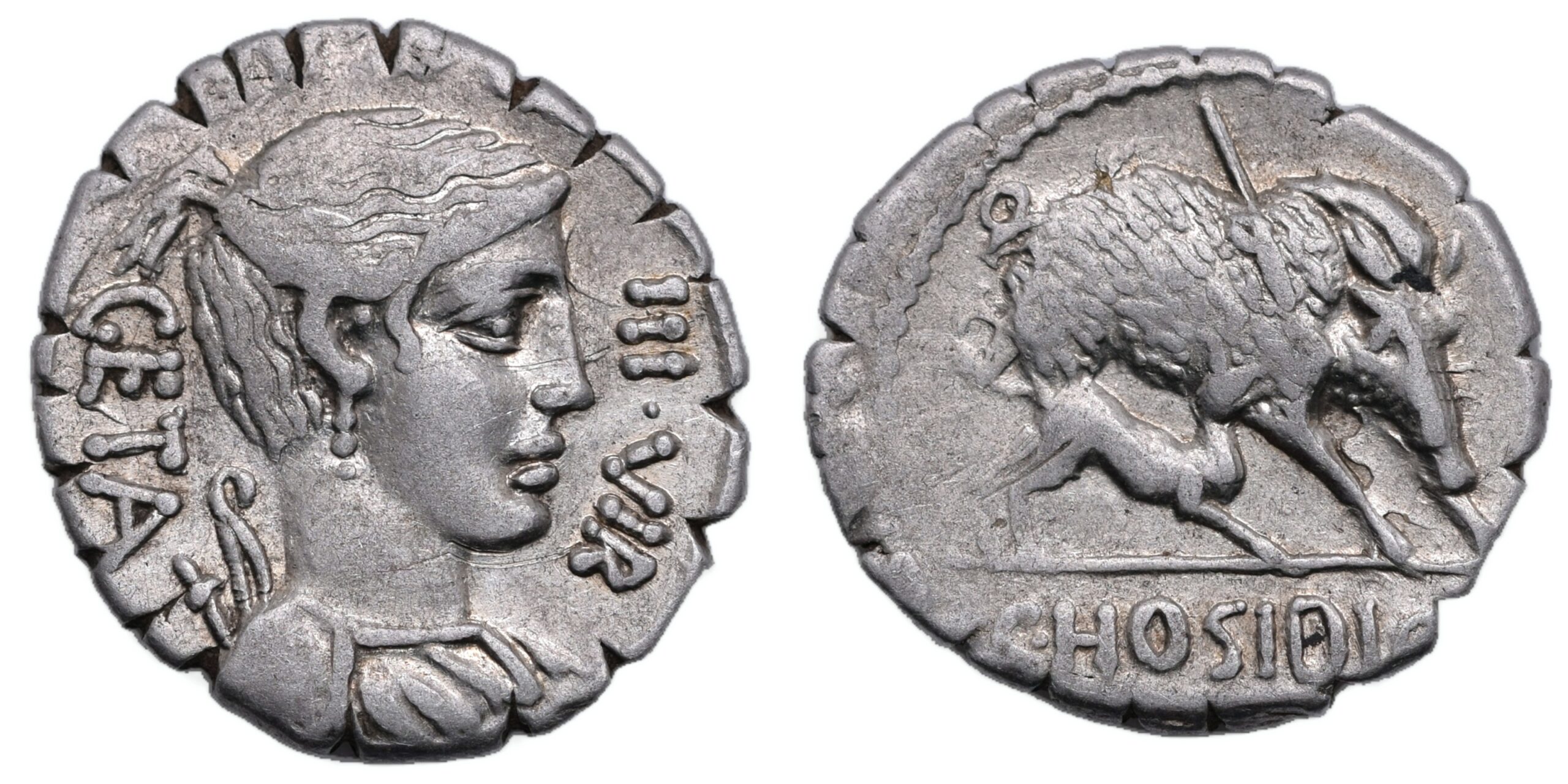 C. Hosidius C.f. Geta. 64 BC. AR Denarius Roman Republican