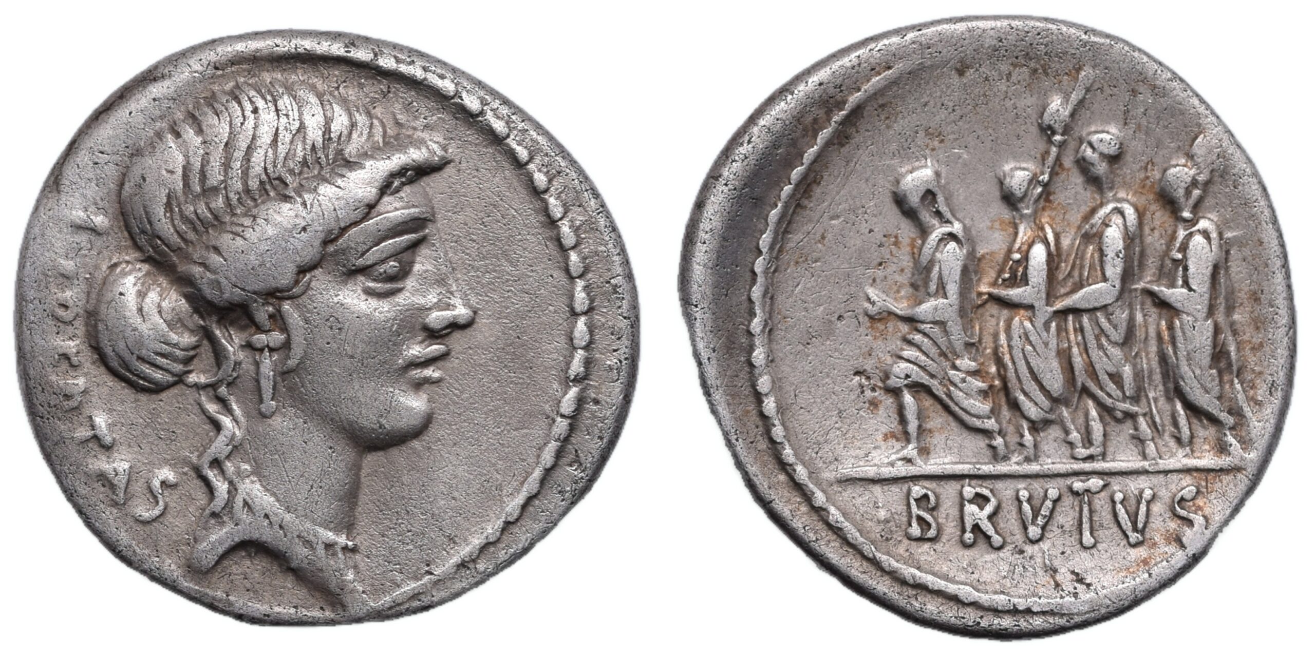 Q. Servilius Caepio (M. Junius) Brutus. 54 BC. AR Denarius Roman Republican