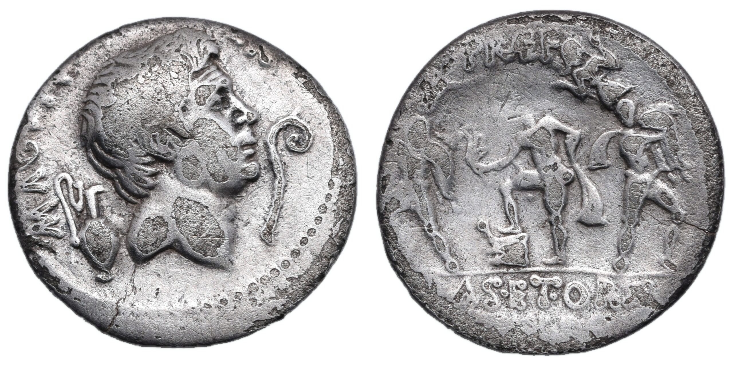 Sextus Pompey. 37/6 BC. AR Denarius. Uncertain Sicilian mint. Roman Republican
The Pompeians.